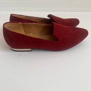 Seychelles Pointed Toe Loafers Women 6M Ruby‎ Burgundy Suede Gold Heel